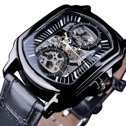 Reloj Automático Cuadrado Hueco para Hombre - Diseño Casual Moderno - Image 2