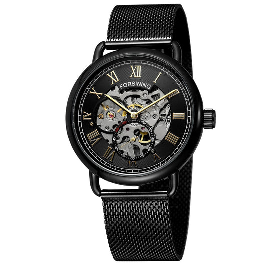 Reloj Mecánico Automático Retro con Correa Hueca Impermeable - Estilo Europeo y Americano