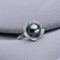 Anillo de Perla Tahití Negra Redonda 9-10mm en Plata 925
