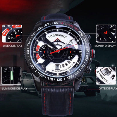 Reloj Automático Multifuncional Deportivo Militar de Lujo con Correa de Cuero - Image 7