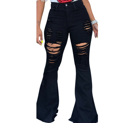 Pantalones Acampanados Rotos con Flecos para Mujer - Image 10
