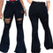 Pantalones Acampanados Rotos con Flecos para Mujer