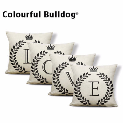 Funda de Almohada Patrón Corona Blanco y Negro con 26 Letras Intercambiables - Image 27
