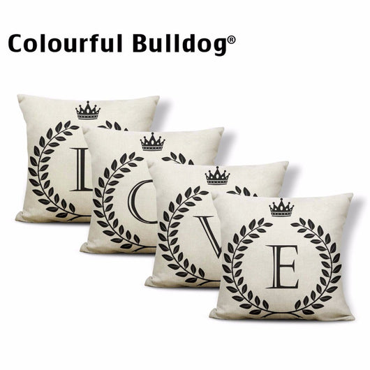 Funda de Almohada Patrón Corona Blanco y Negro con 26 Letras Intercambiables - Image 27