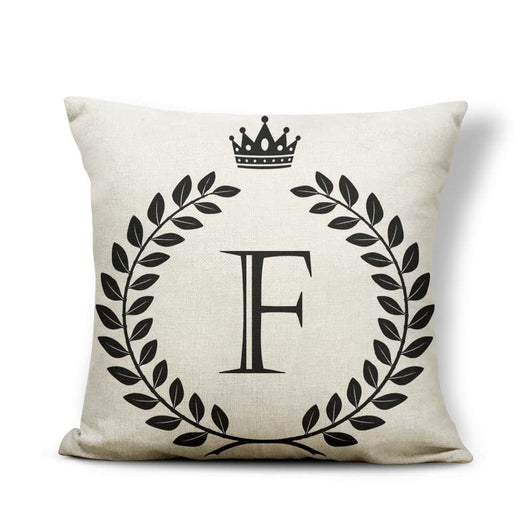 Funda de Almohada Patrón Corona Blanco y Negro con 26 Letras Intercambiables - Image 33