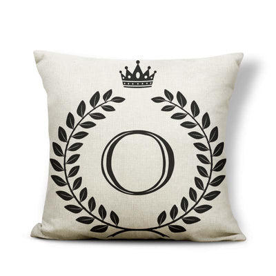 Funda de Almohada Patrón Corona Blanco y Negro con 26 Letras Intercambiables - Image 43