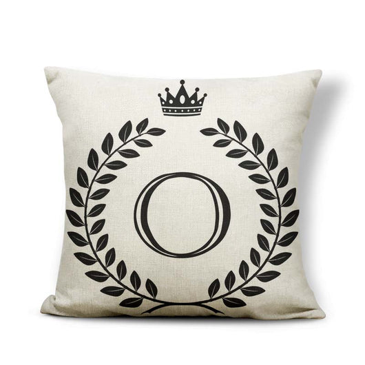Funda de Almohada Patrón Corona Blanco y Negro con 26 Letras Intercambiables - Image 43