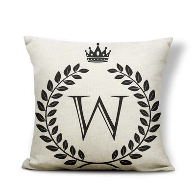 Funda de Almohada Patrón Corona Blanco y Negro con 26 Letras Intercambiables - Image 51