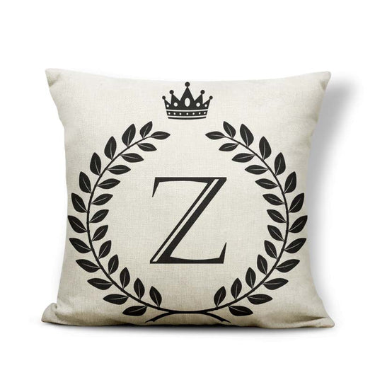 Funda de Almohada Patrón Corona Blanco y Negro con 26 Letras Intercambiables - Image 54