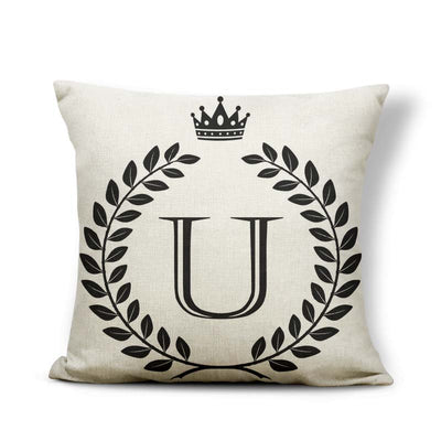 Funda de Almohada Patrón Corona Blanco y Negro con 26 Letras Intercambiables - Image 20