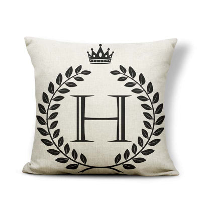 Funda de Almohada Patrón Corona Blanco y Negro con 26 Letras Intercambiables - Image 7