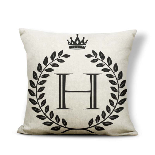 Funda de Almohada Patrón Corona Blanco y Negro con 26 Letras Intercambiables - Image 7