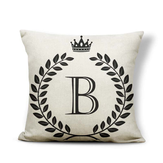 Funda de Almohada Patrón Corona Blanco y Negro con 26 Letras Intercambiables - Image 2