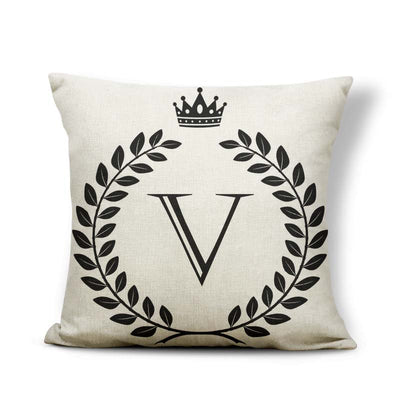 Funda de Almohada Patrón Corona Blanco y Negro con 26 Letras Intercambiables - Image 21