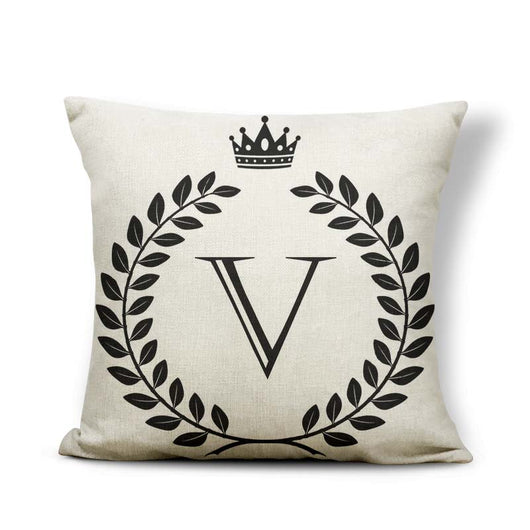 Funda de Almohada Patrón Corona Blanco y Negro con 26 Letras Intercambiables - Image 21