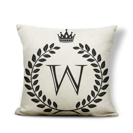 Funda de Almohada Patrón Corona Blanco y Negro con 26 Letras Intercambiables - Image 22