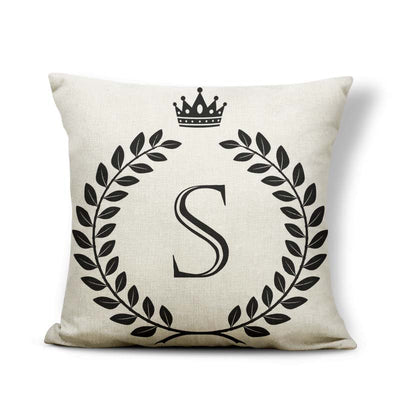 Funda de Almohada Patrón Corona Blanco y Negro con 26 Letras Intercambiables - Image 18