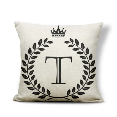 Funda de Almohada Patrón Corona Blanco y Negro con 26 Letras Intercambiables - Image 19