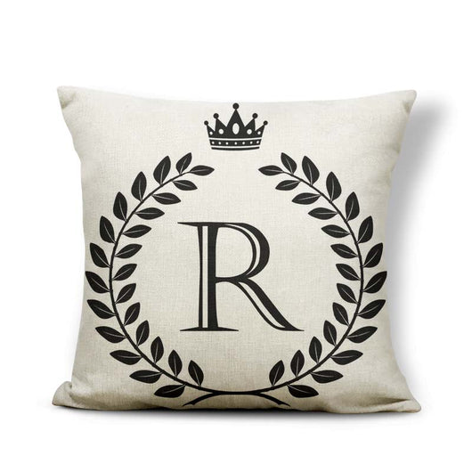 Funda de Almohada Patrón Corona Blanco y Negro con 26 Letras Intercambiables - Image 17