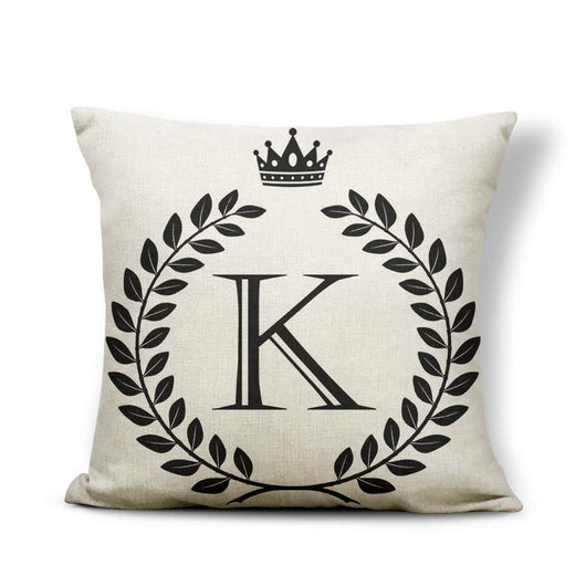 Funda de Almohada Patrón Corona Blanco y Negro con 26 Letras Intercambiables - Image 10