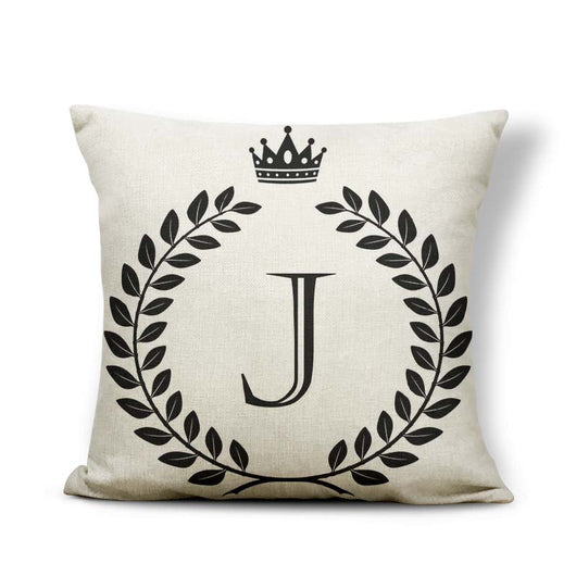Funda de Almohada Patrón Corona Blanco y Negro con 26 Letras Intercambiables - Image 9