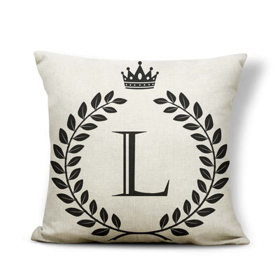 Funda de Almohada Patrón Corona Blanco y Negro con 26 Letras Intercambiables - Image 11