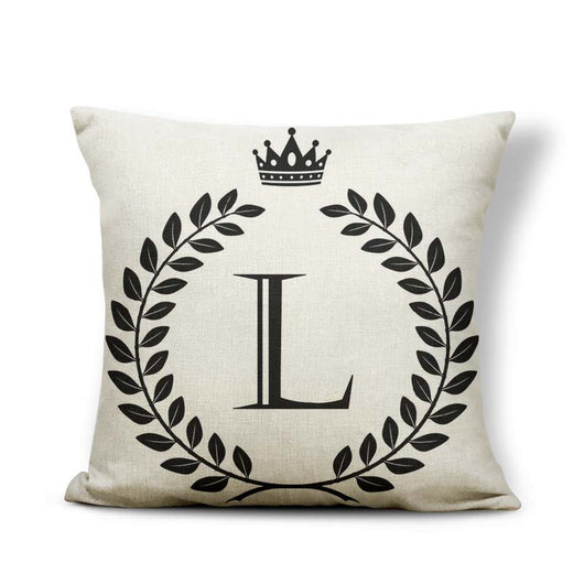 Funda de Almohada Patrón Corona Blanco y Negro con 26 Letras Intercambiables - Image 11