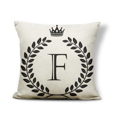 Funda de Almohada Patrón Corona Blanco y Negro con 26 Letras Intercambiables - Image 5