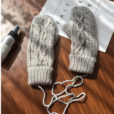 Guantes Tejidos Coreanos Doble Grosor para Cuello - Manoplas de Invierno Elegantes para Mujer - Image 9