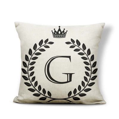 Funda de Almohada Patrón Corona Blanco y Negro con 26 Letras Intercambiables - Image 6