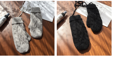 Guantes Tejidos Coreanos Doble Grosor para Cuello - Manoplas de Invierno Elegantes para Mujer - Image 11
