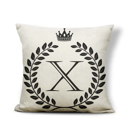 Funda de Almohada Patrón Corona Blanco y Negro con 26 Letras Intercambiables - Image 23