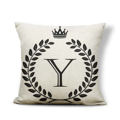 Funda de Almohada Patrón Corona Blanco y Negro con 26 Letras Intercambiables - Image 24