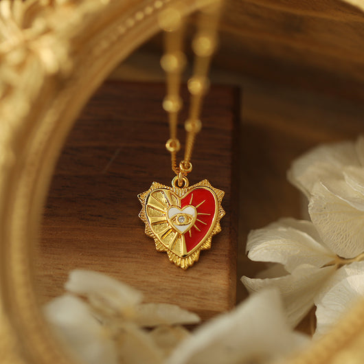 Collar Corazón Zirconia Wei Gu - Chapado en Oro 18K Estilo Retro Europeo - Image 4