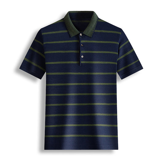 Camiseta Casual Hombre Rayas Solapa Manga Corta - Image 7
