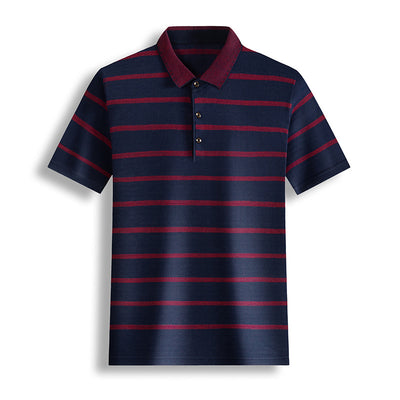 Camiseta Casual Hombre Rayas Solapa Manga Corta - Image 6