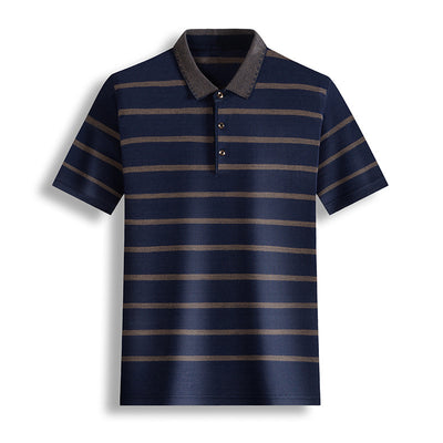 Camiseta Casual Hombre Rayas Solapa Manga Corta - Image 8