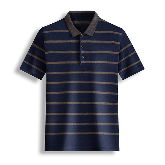 Camiseta Casual Hombre Rayas Solapa Manga Corta - Image 8
