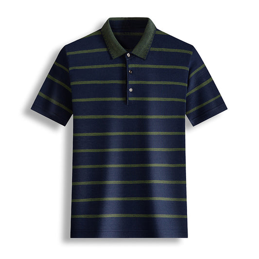 Camiseta Casual Hombre Rayas Solapa Manga Corta - Image 2