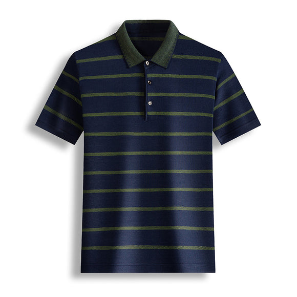 Camiseta Casual Hombre Rayas Solapa Manga Corta