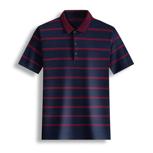 Camiseta Casual Hombre Rayas Solapa Manga Corta