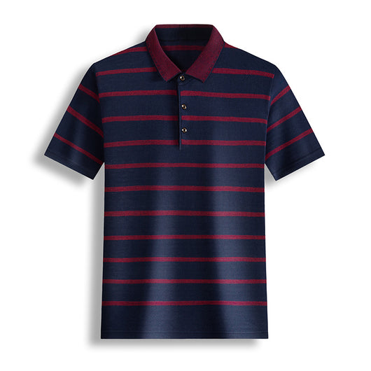 Camiseta Casual Hombre Rayas Solapa Manga Corta