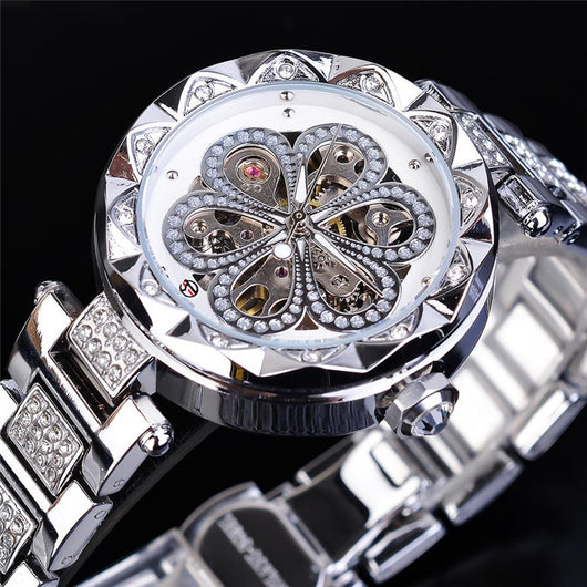Reloj Mecánico Elegante para Mujer con Cristales y Diseño Hueco - Image 7