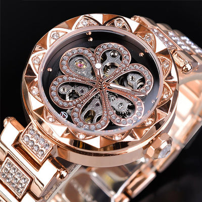 Reloj Mecánico Elegante para Mujer con Cristales y Diseño Hueco - Image 9