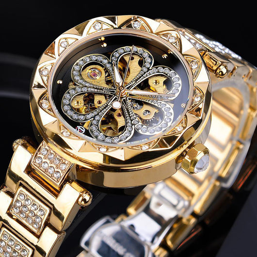 Reloj Mecánico Elegante para Mujer con Cristales y Diseño Hueco - Image 8