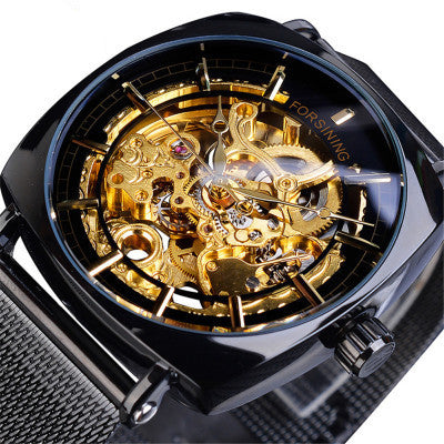 Reloj Automático Estilo Europeo para Hombre con Correa de Malla Abierta - Image 9