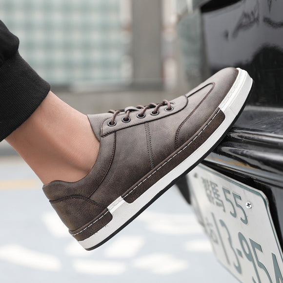 Zapatos de Cuero para Hombre con Punta Redonda Estilo Coreano