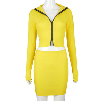Conjunto de Falda Corta con Cierre y Blazer Liso para Mujer - Image 6