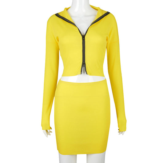 Conjunto de Falda Corta con Cierre y Blazer Liso para Mujer - Image 6