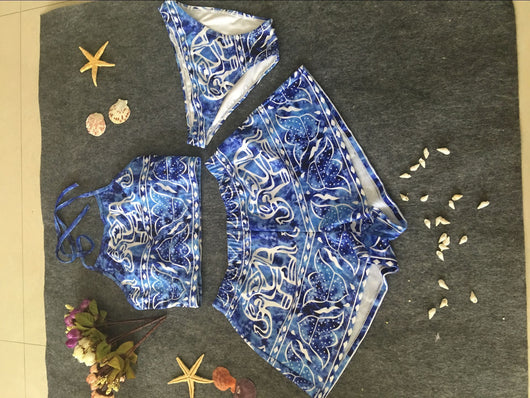 Traje de Baño Tres Piezas Bikini Talla Alta con Chaleco - Little Elephant Tide - Image 21